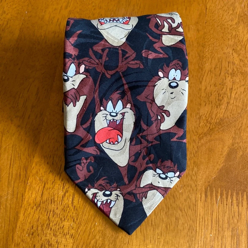Tasmanian Devil Taz Looney Tunes Black Vintage Tie